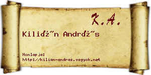 Kilián András névjegykártya
